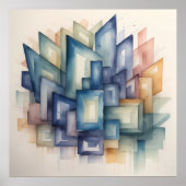 Poster Aquarelle Peinture Abstraite moderne géométrique 1 (Devant)