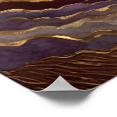 Poster Aquarelle peinture Abstraite or pourpre bleu II (Coin)