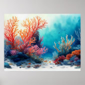 Poster Aquarelle Peinture Coral Reef (Devant)