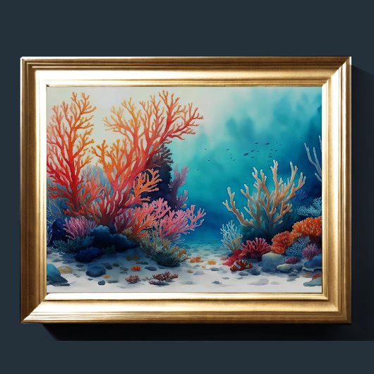 Poster Aquarelle Peinture Coral Reef