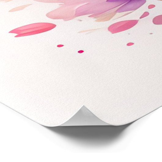 Poster Aquarelle Peinture de Azalea en Pot pourpre (Coin)