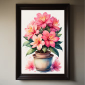 Poster Aquarelle Peinture de Azalea en rose pot