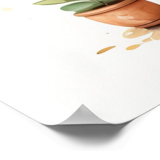 Poster Aquarelle Peinture de Bonsai Tree en Pot II (Coin)