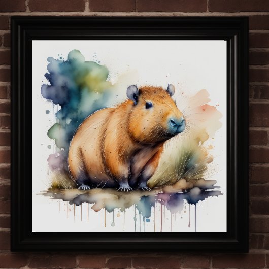 Poster Aquarelle Peinture de Capybara 1:1