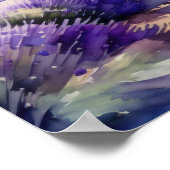 Poster Aquarelle Peinture de champs de lavande paysage (Coin)