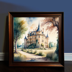 Poster Aquarelle Peinture de Château Français