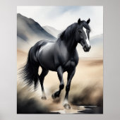 Poster Aquarelle Peinture de cheval (Devant)