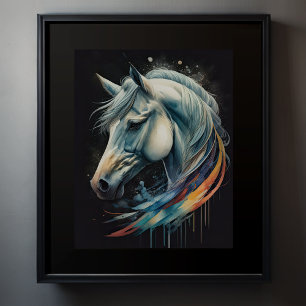 Poster Aquarelle Peinture de cheval