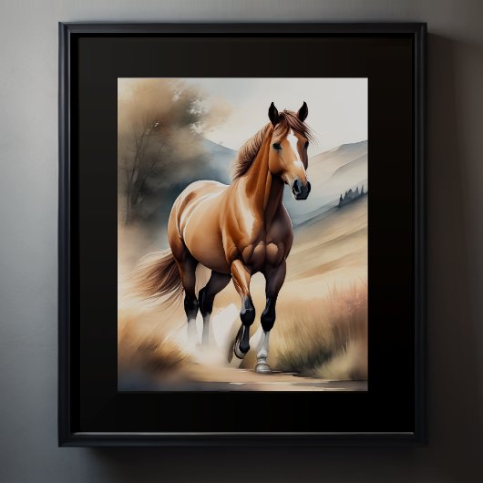 Poster Aquarelle Peinture de cheval