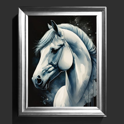 Poster Aquarelle Peinture de cheval