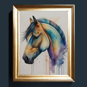 Poster Aquarelle Peinture de cheval