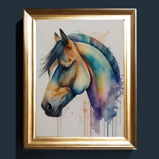 Poster Aquarelle Peinture de cheval