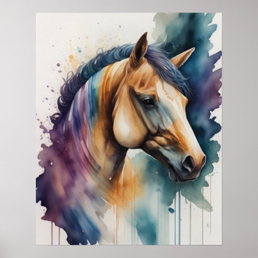 Poster Aquarelle Peinture de cheval (Devant)