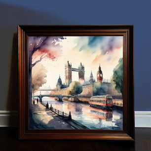 Poster Aquarelle Peinture de Cityscape Londres Angleterre
