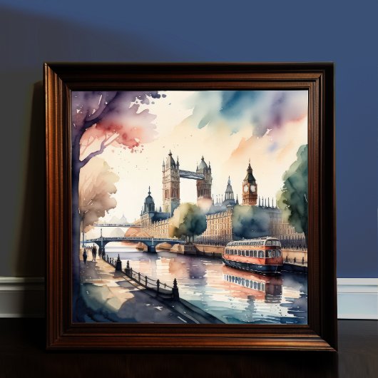Poster Aquarelle Peinture de Cityscape Londres Angleterre