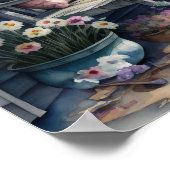 Poster Aquarelle Peinture de confortable Porche de campag (Coin)