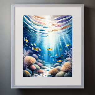 Poster Aquarelle Peinture de Coral Reef II