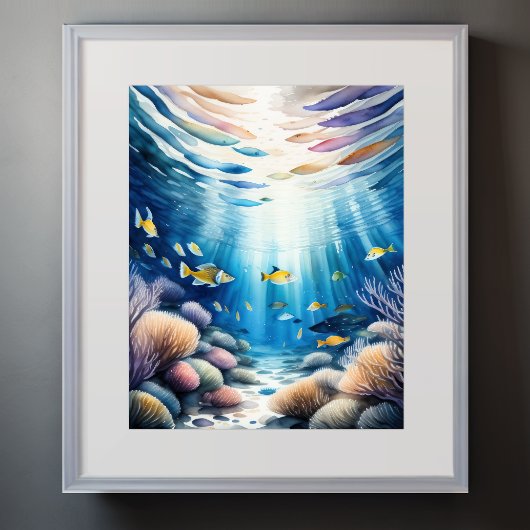 Poster Aquarelle Peinture de Coral Reef II