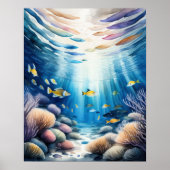 Poster Aquarelle Peinture de Coral Reef II (Devant)