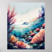 Poster Aquarelle Peinture de Coral Reef III (Devant)