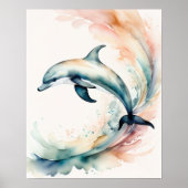 Poster Aquarelle Peinture de dauphin 4:5 (Devant)