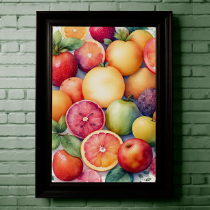 Poster Aquarelle Peinture de Fruit Assorti II
