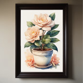 Poster Aquarelle Peinture de Gardenia en Pot