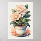 Poster Aquarelle Peinture de Gardenia en Pot (Devant)