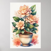 Poster Aquarelle Peinture de Gardenia en Pot III (Devant)