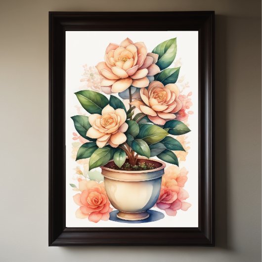 Poster Aquarelle Peinture de Gardenia en Pot III