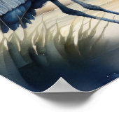 Poster Aquarelle Peinture de Grand Héron Bleu 1:1 (Coin)