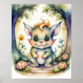 Poster Aquarelle Peinture de Kawaii Chibi Créature (Devant)