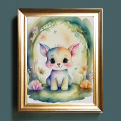 Poster Aquarelle Peinture de Kawaii Chibi Créature II