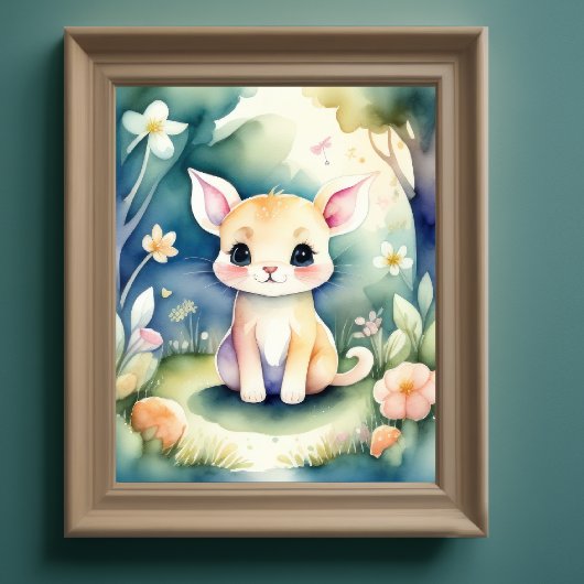 Poster Aquarelle Peinture de Kawaii Chibi Créature III