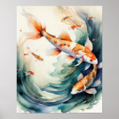 Poster Aquarelle Peinture de Koi Fish III (Devant)
