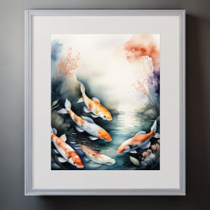Poster Aquarelle Peinture de Koi Fish IV