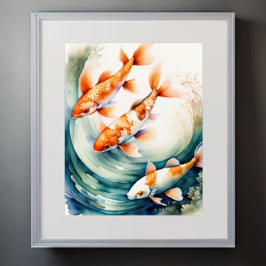 Poster Aquarelle Peinture de Koi Fish V