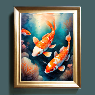 Poster Aquarelle Peinture de Koi Fish VI