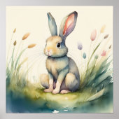Poster Aquarelle Peinture de lapin lapin 1:1 (Devant)