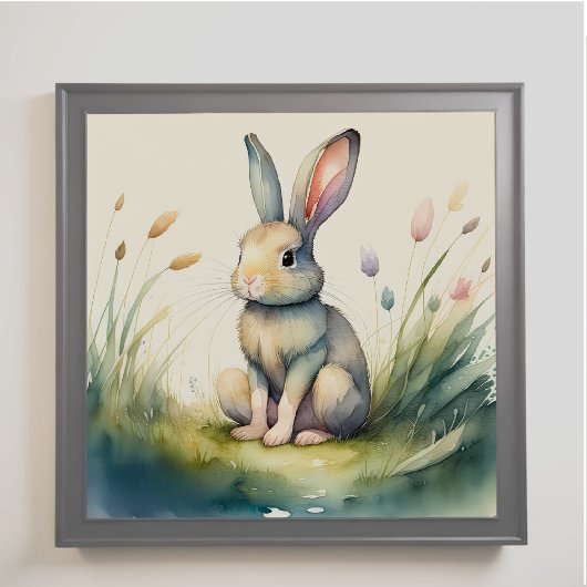 Poster Aquarelle Peinture de lapin lapin 1:1