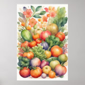 Poster Aquarelle Peinture de légumes assortis (Devant)