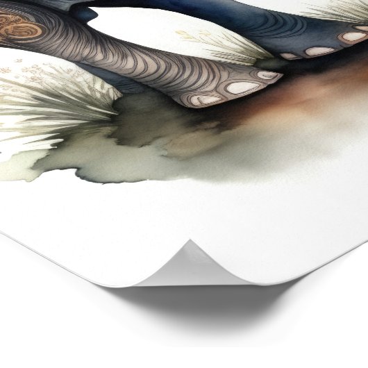 Poster Aquarelle Peinture de l'éléphant 1:1 (Coin)