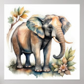 Poster Aquarelle Peinture de l'éléphant 1:1 (Devant)