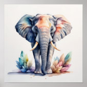Poster Aquarelle Peinture de l'éléphant 1:1 (Devant)