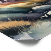 Poster Aquarelle Peinture de l'orignal en forêt 1:1 (Coin)