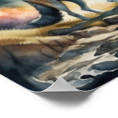 Poster Aquarelle Peinture de loup en forêt 1:1 (Coin)