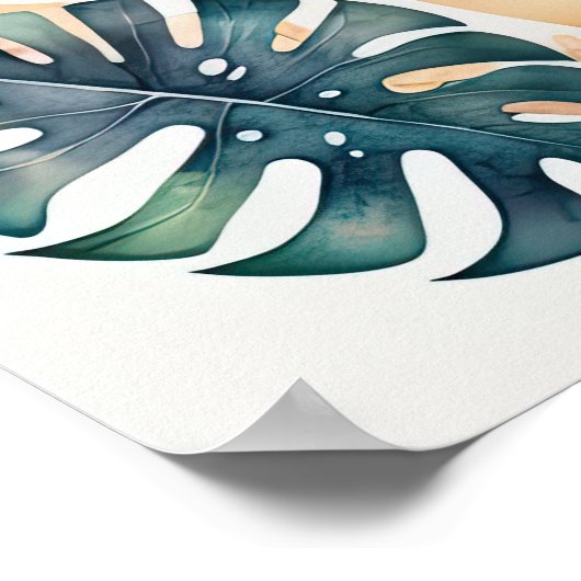 Poster Aquarelle Peinture de Monstera en Pot II (Coin)