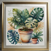 Poster Aquarelle Peinture de Monstera en Pot II