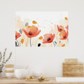Poster Aquarelle peinture de pavot rouge (Cuisine)