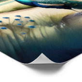 Poster Aquarelle Peinture de Peacock et Château (Coin)